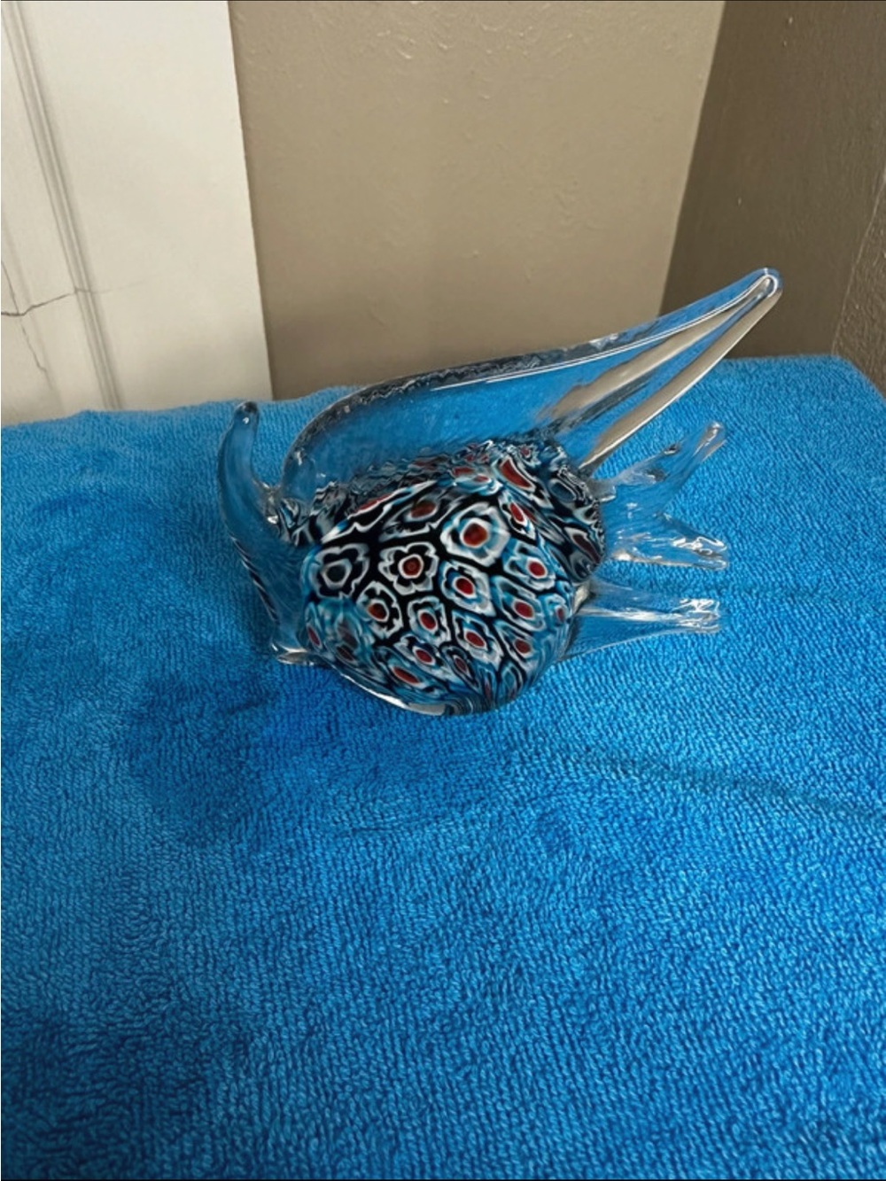 Blue Multicolor Art Glass Decorative Bowl - Women Accessories